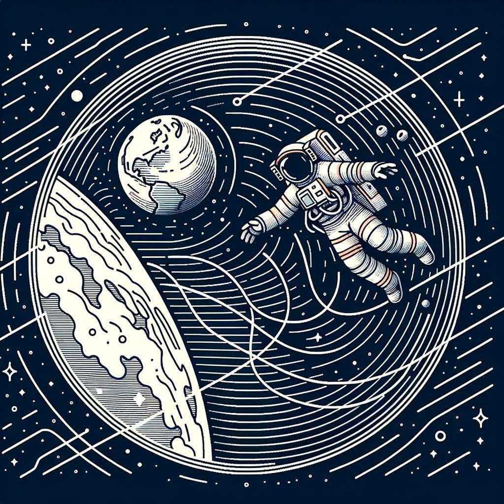 an astronaut, modern flat design style illustration with line elements